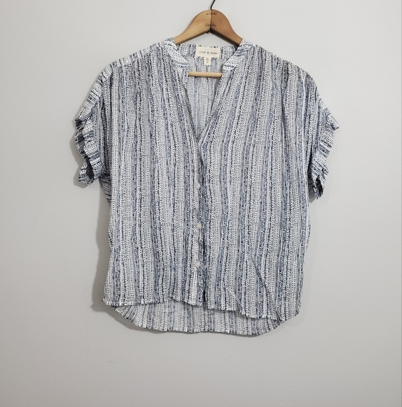 Anthro Cloth & Stone Blue/White Striped Button Down Shirt - Picture 1 of 3
